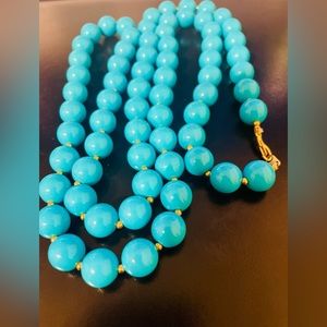 Vintage Turquoise Colored Acrylic Bead  Necklace